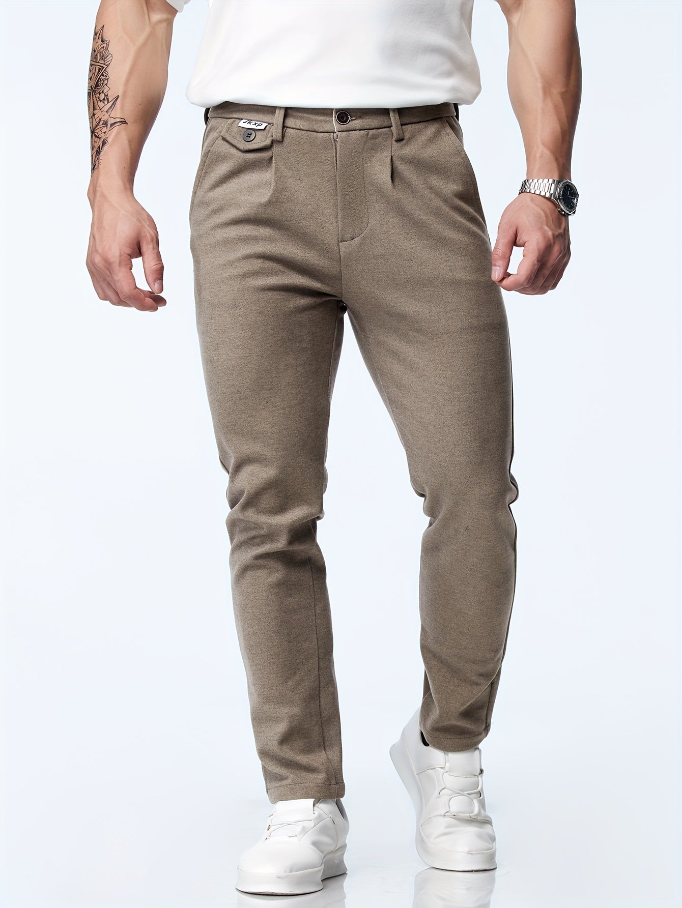 Pantaloni casual elasticizzati dritti da uomo