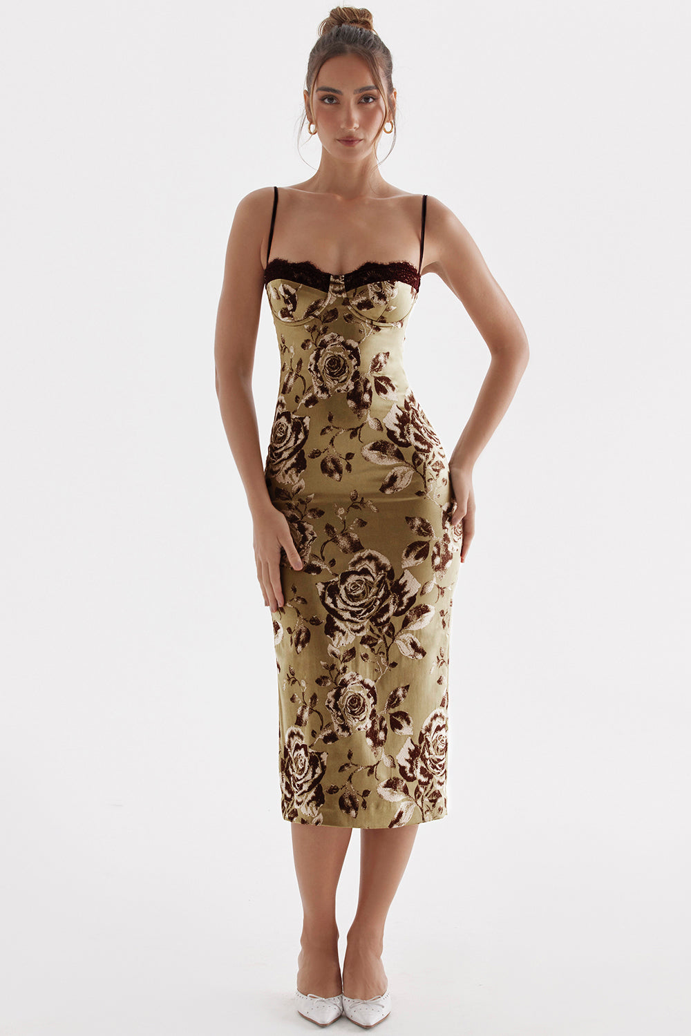 Abito midi con stampa floreale