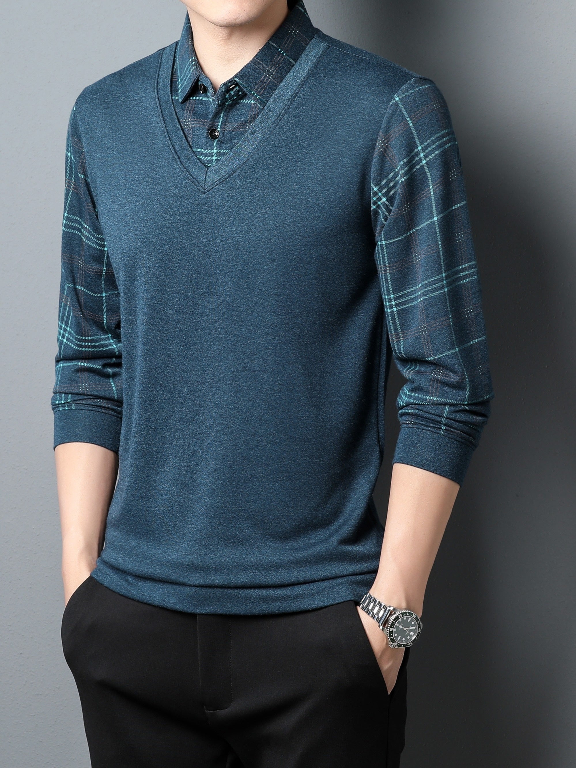 classico maglione blu senza maniche