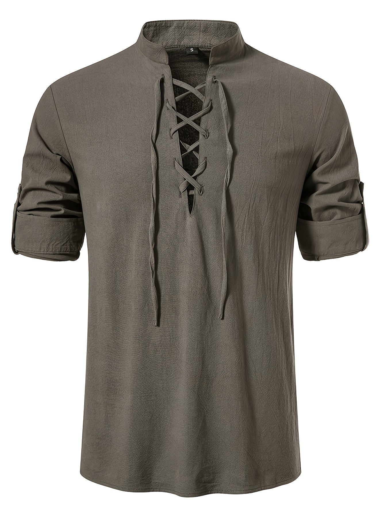 T-shirt Henley casual con maniche lunghe