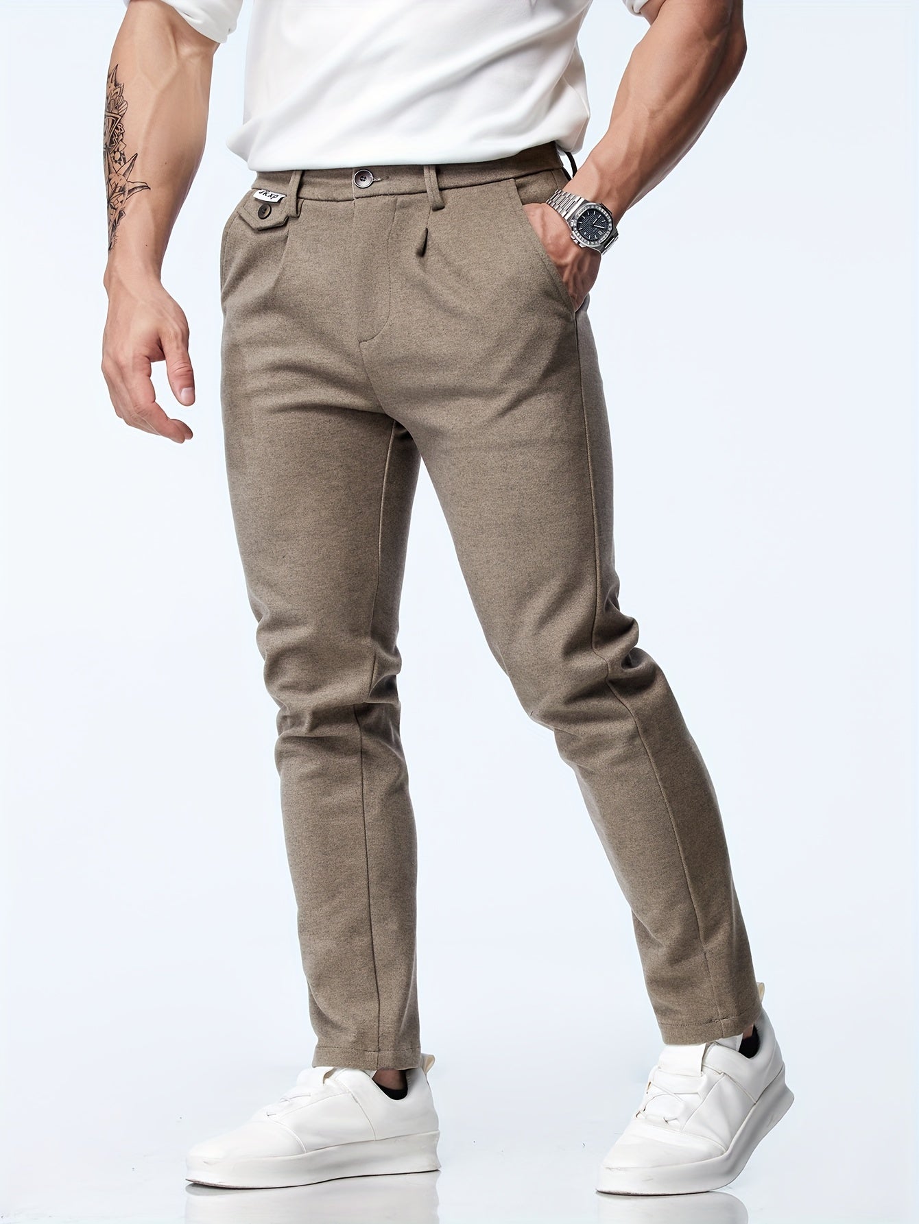 Pantaloni casual elasticizzati dritti da uomo