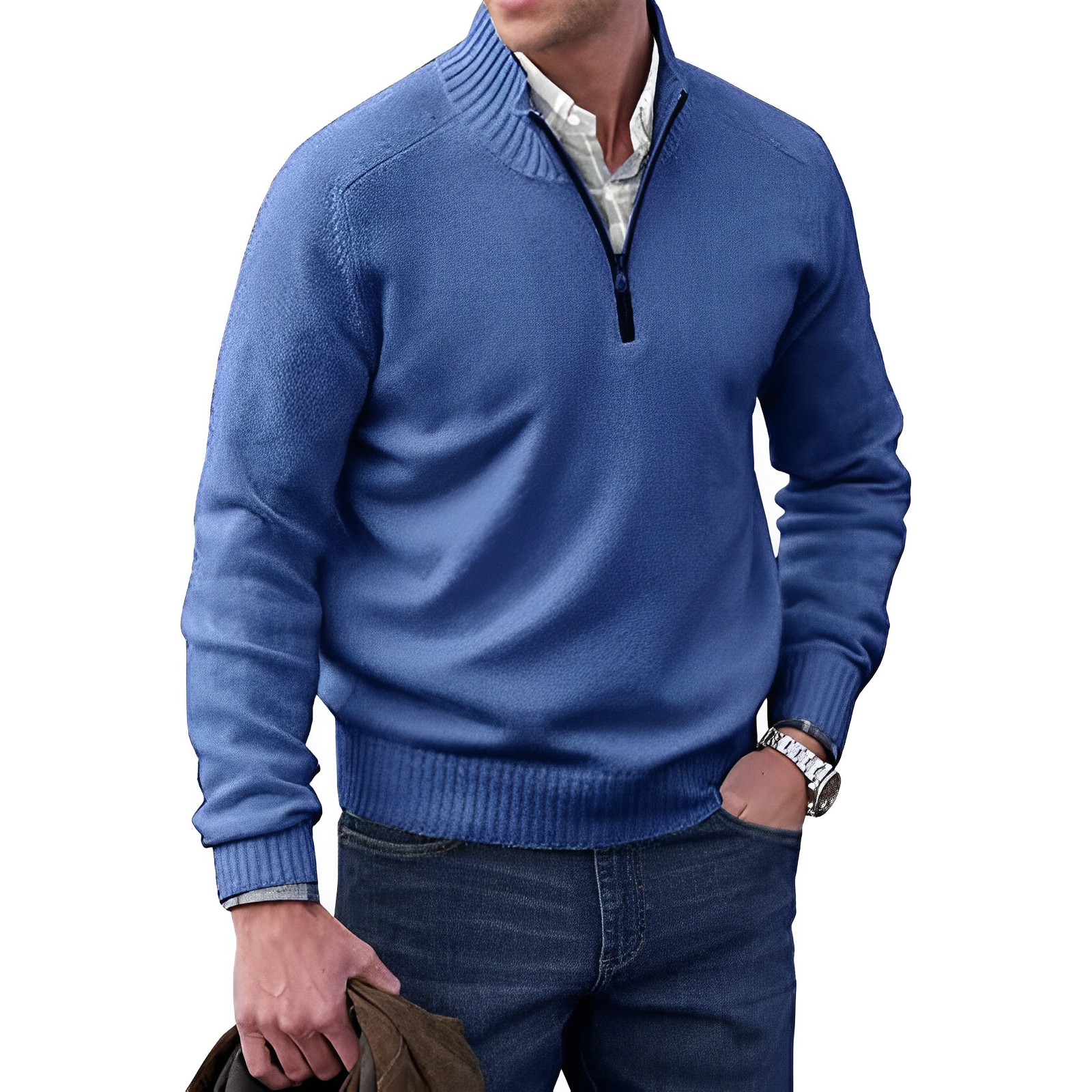 Maglione con cerniera in cashmere da uomo