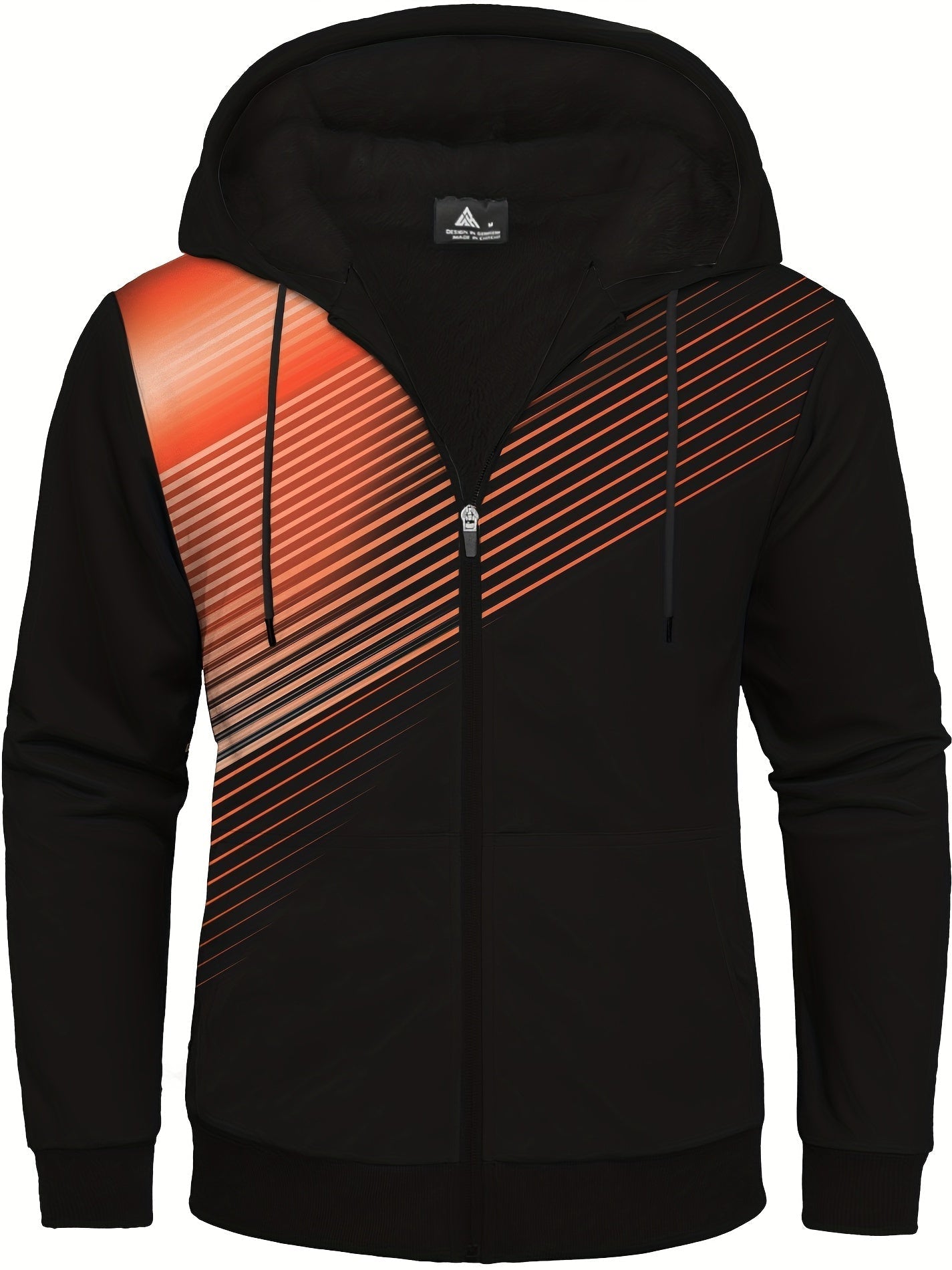 Felpa con cappuccio in pelliccia a righe da uomo