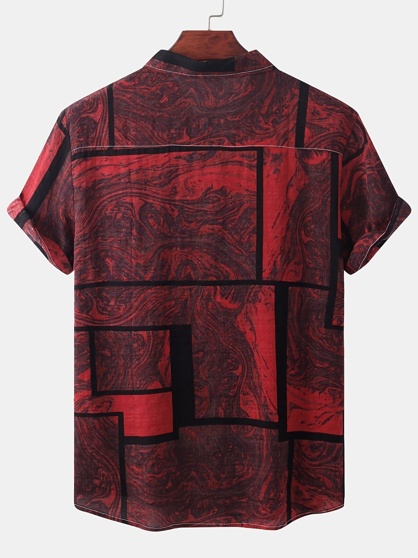 Camicia in cotone con grafica quadrata e maniche corte per l'estate