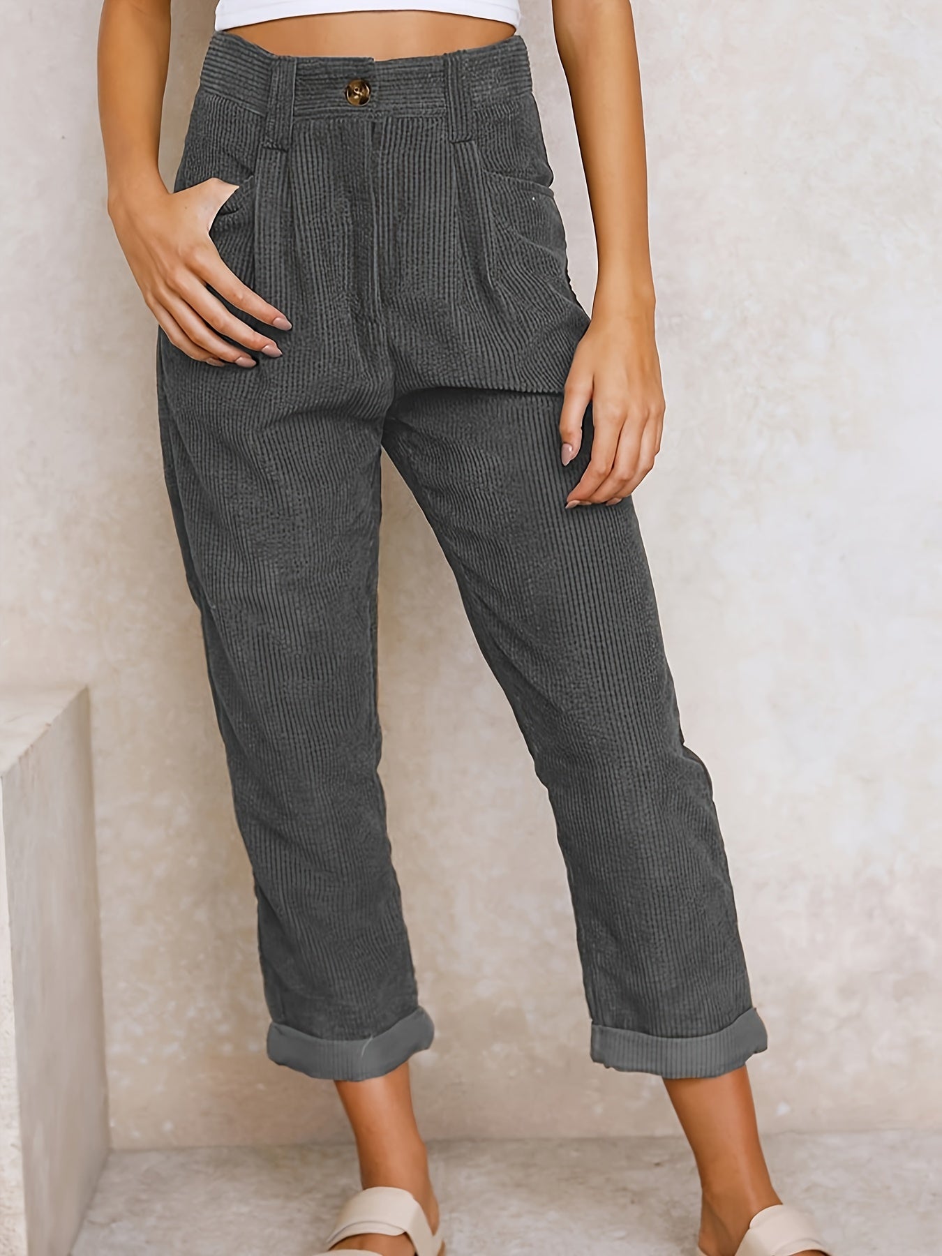 Pantaloni in velluto a coste con gamba dritta