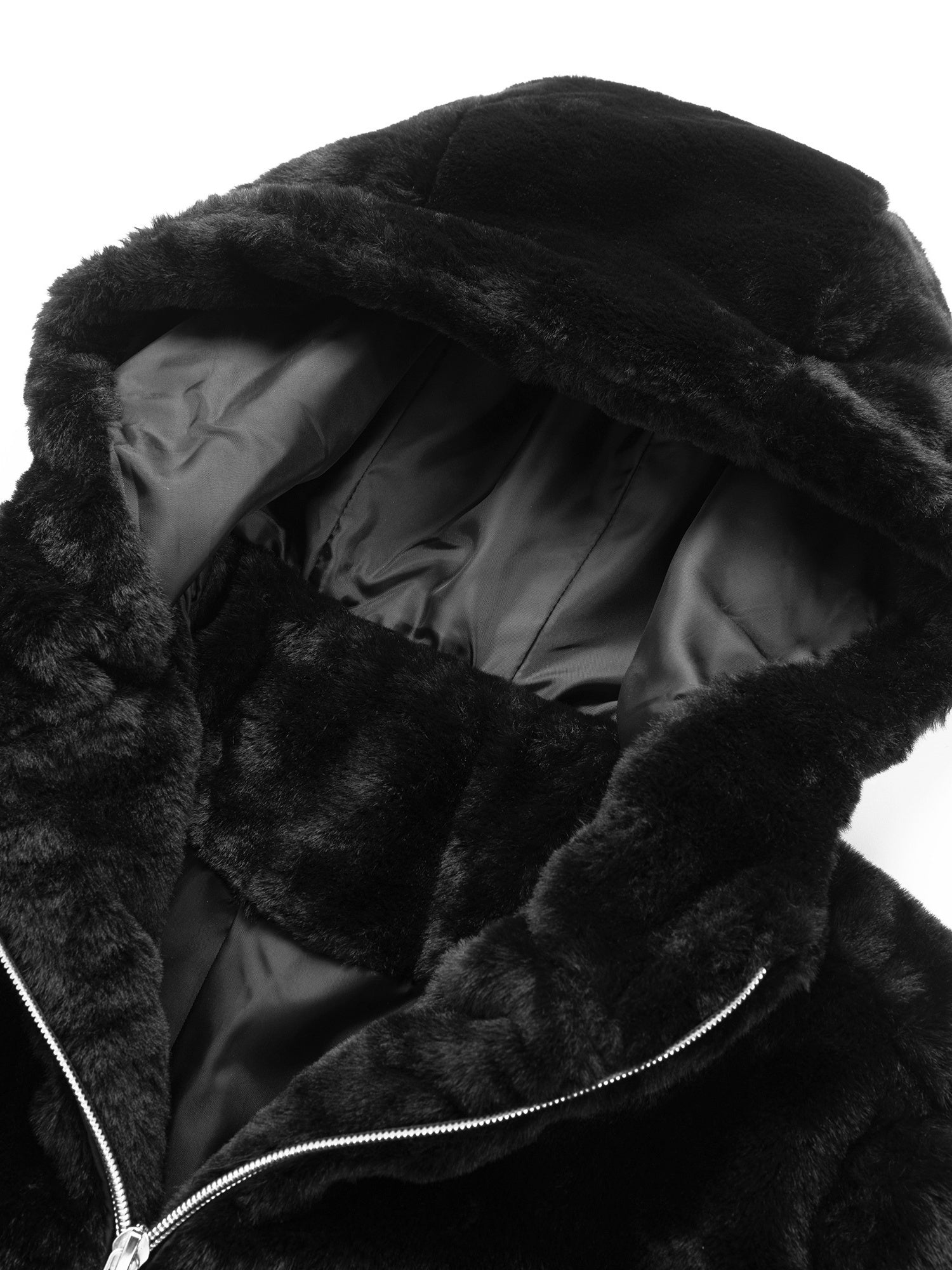 Felpa con cappuccio da donna in pelliccia sintetica