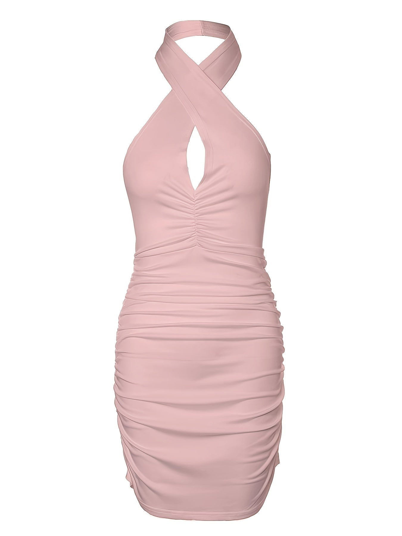 Abito slim alla caviglia con schiena scoperta con volant e volant