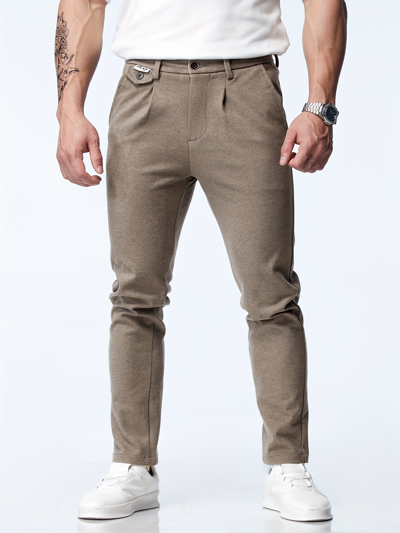 Pantaloni casual elasticizzati dritti da uomo