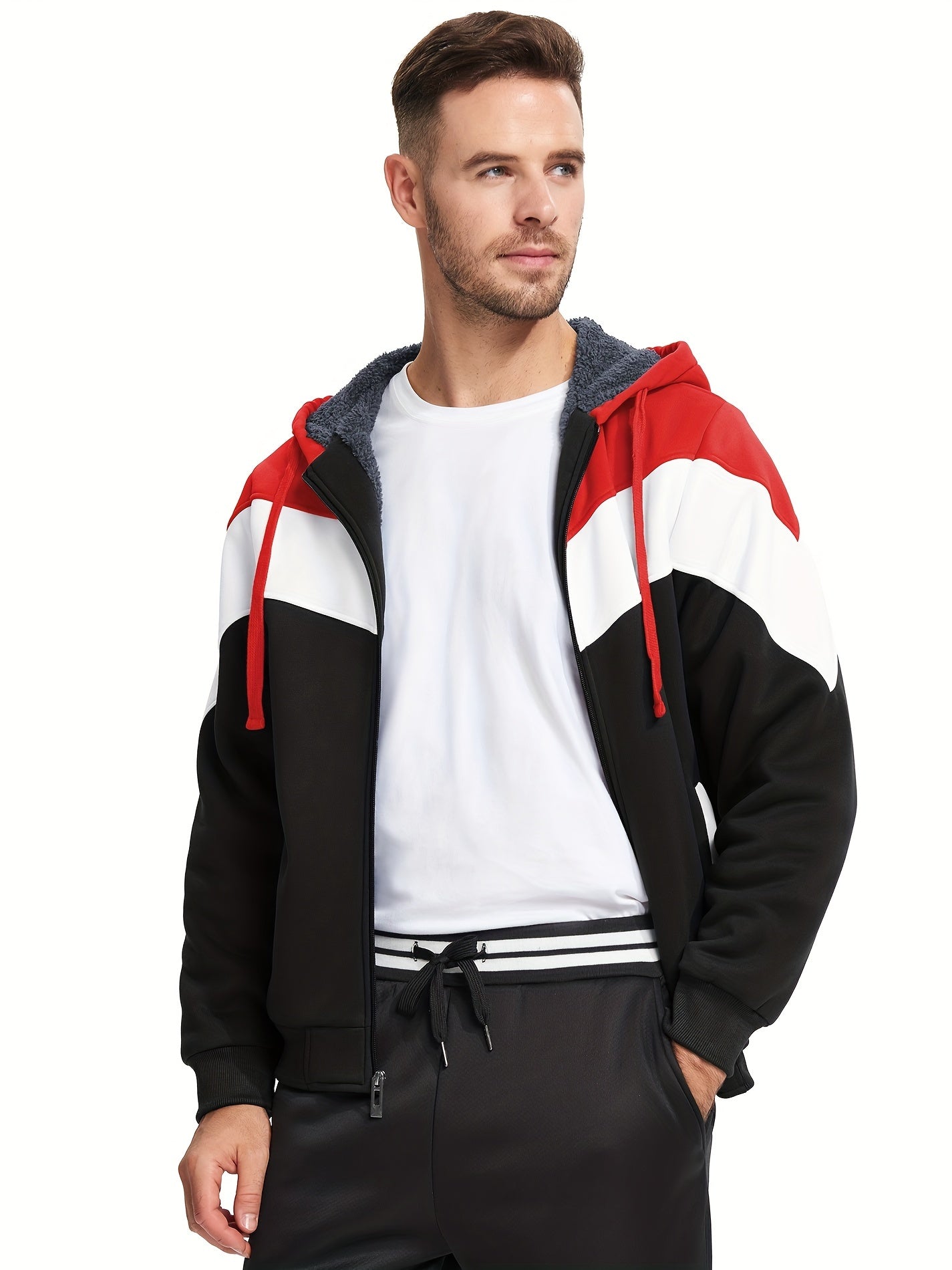 Felpa con cappuccio versatile in pelliccia da uomo