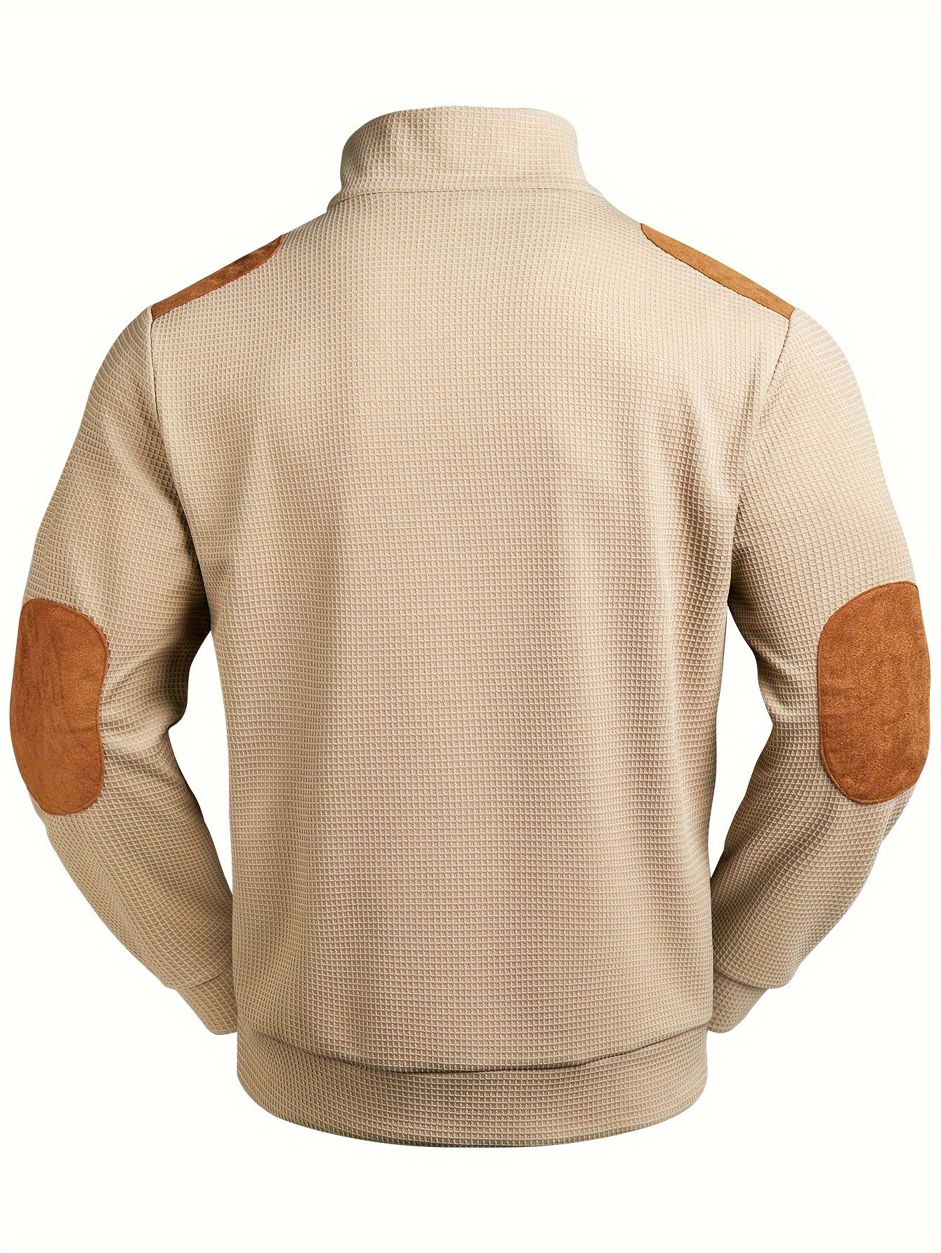 Maglia serafino beige con maniche lunghe e colletto in piedi