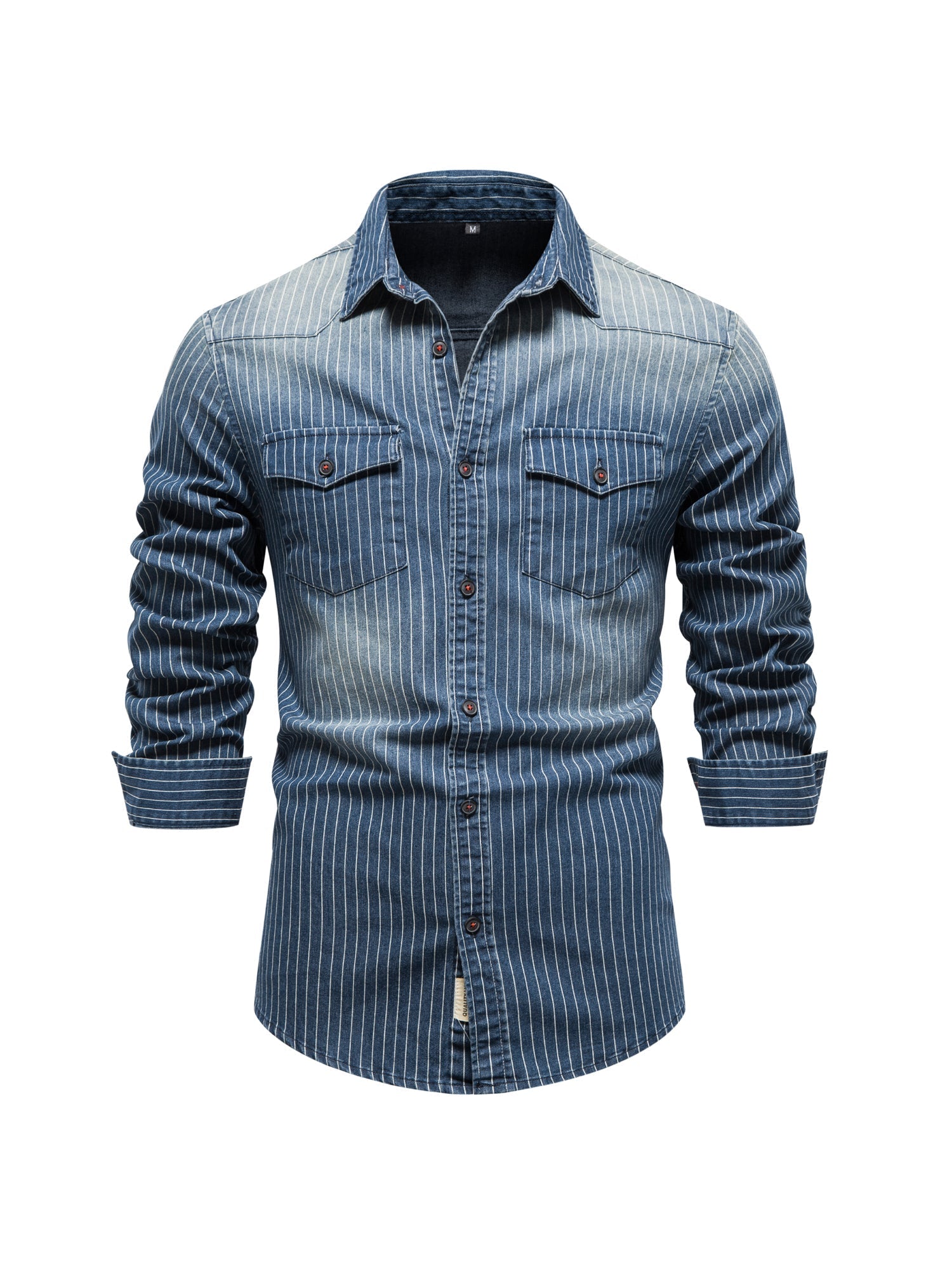 Camicia a righe in denim stretch