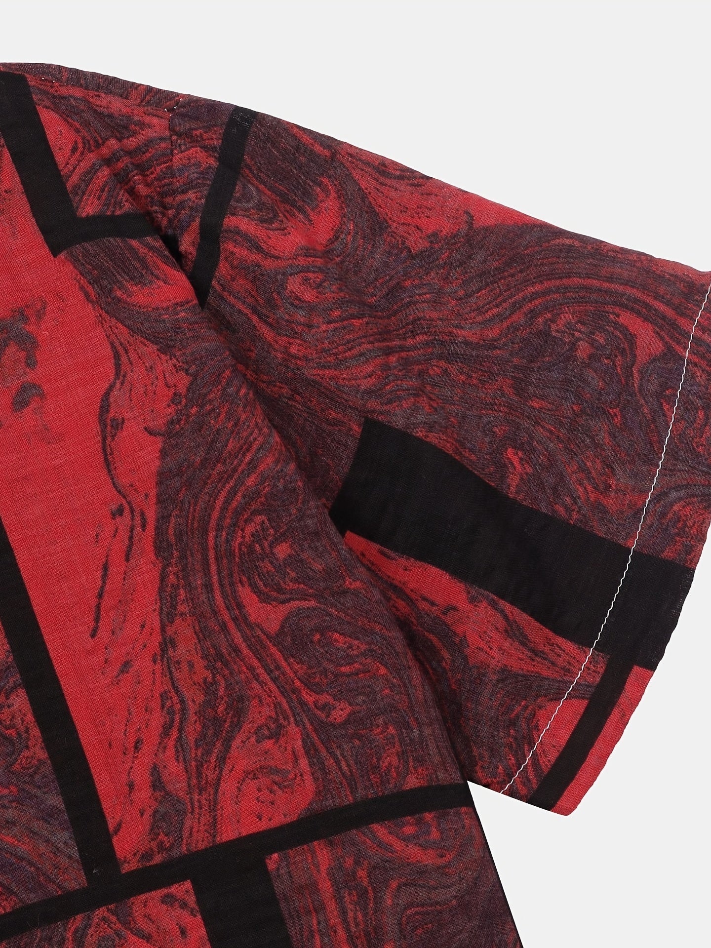 Camicia in cotone con grafica quadrata e maniche corte per l'estate