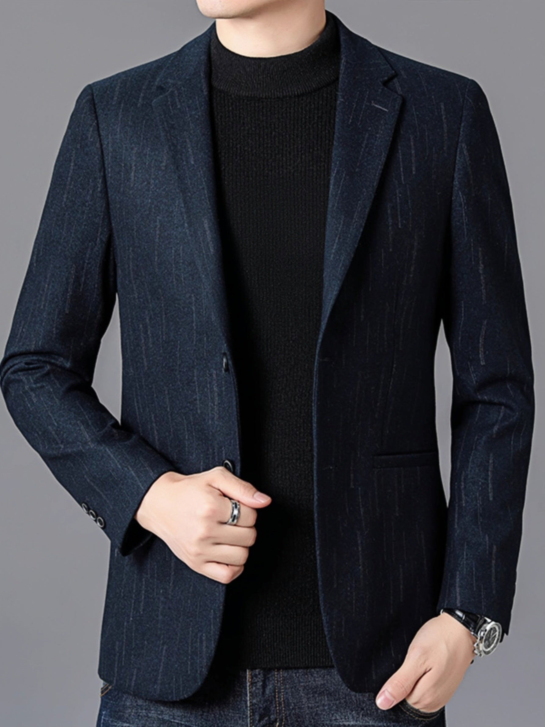 Blazer blu con fantasia a righe