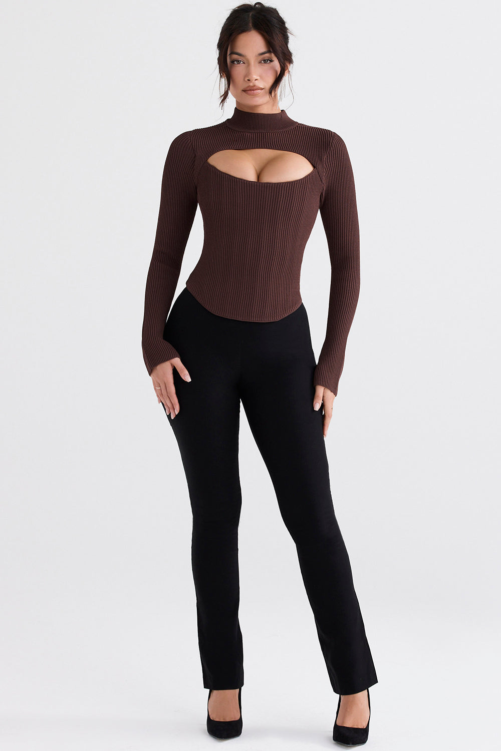 Corsetto in maglia color cacao