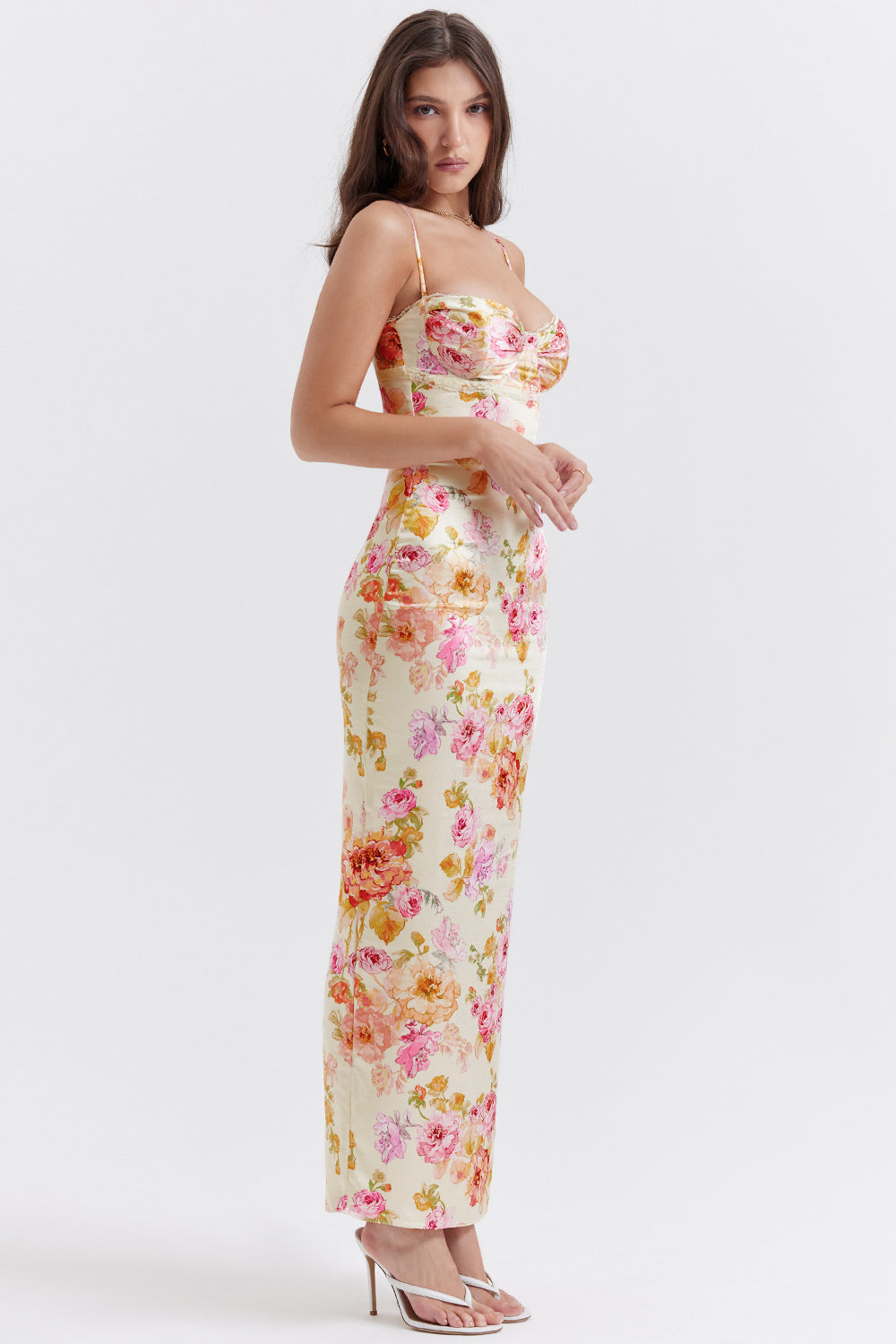 Maxi vestito avorio con fiori