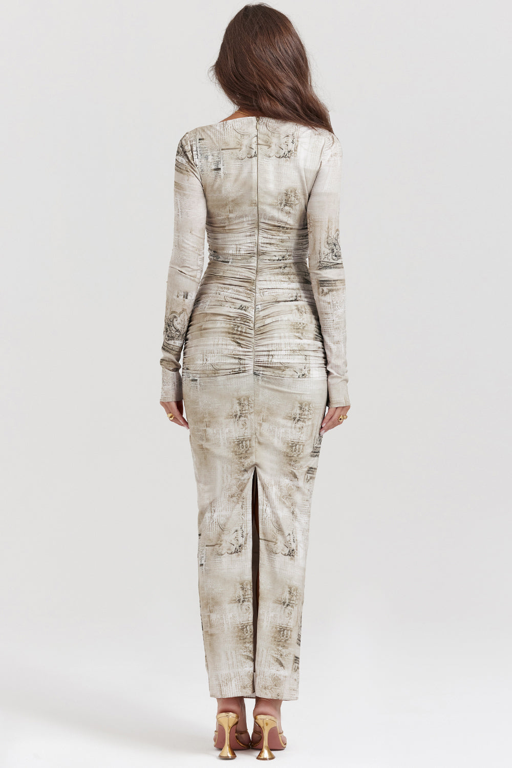 Maxi vestito con stampa salvia