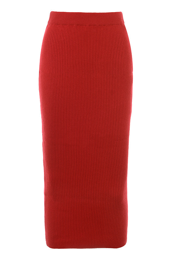Maglia in misto cashmere rosso scarlatto con fiocco