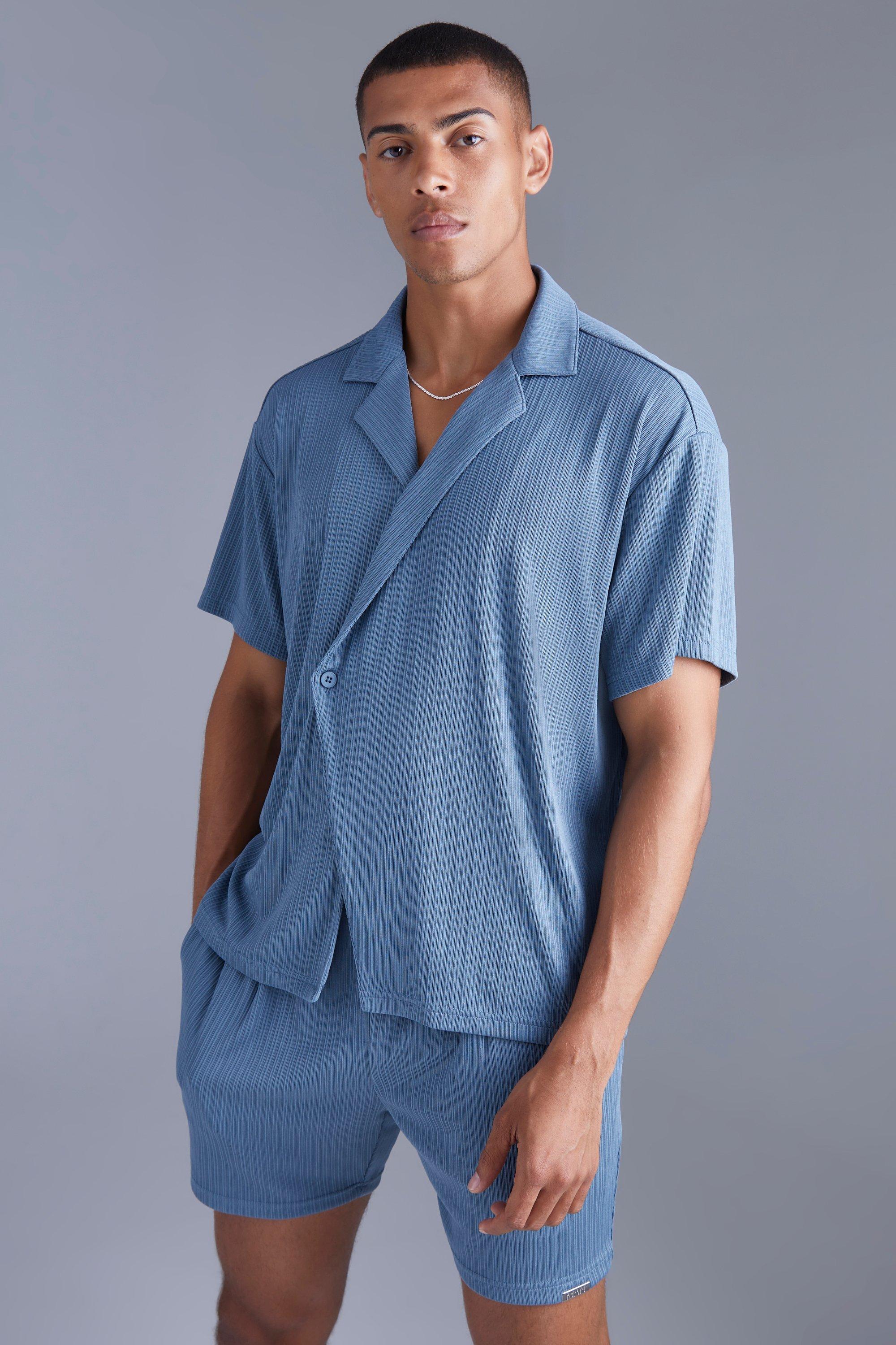 Set maglietta e pantaloncini testurizzati blu