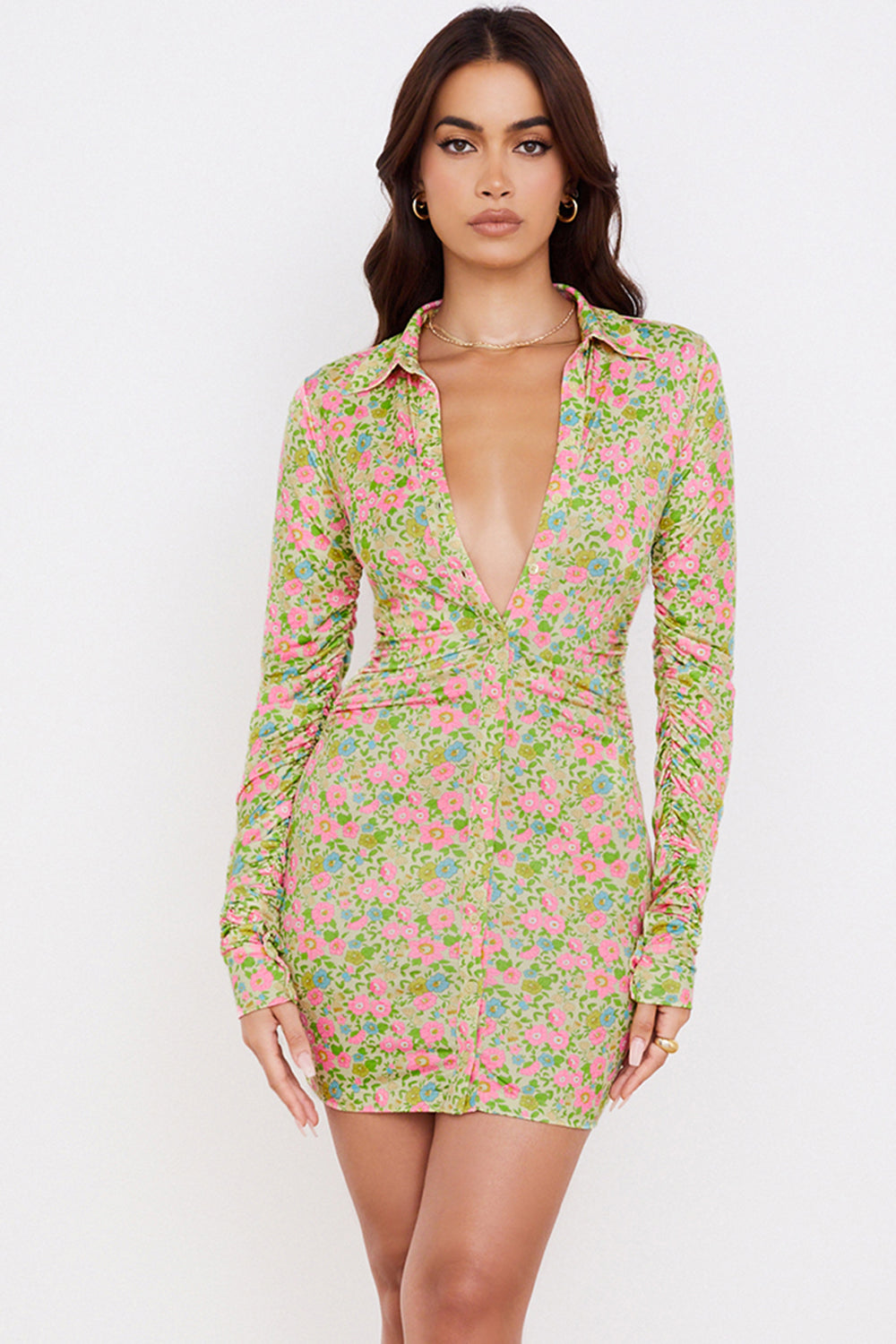 Mini abito chemisier vintage con fiori