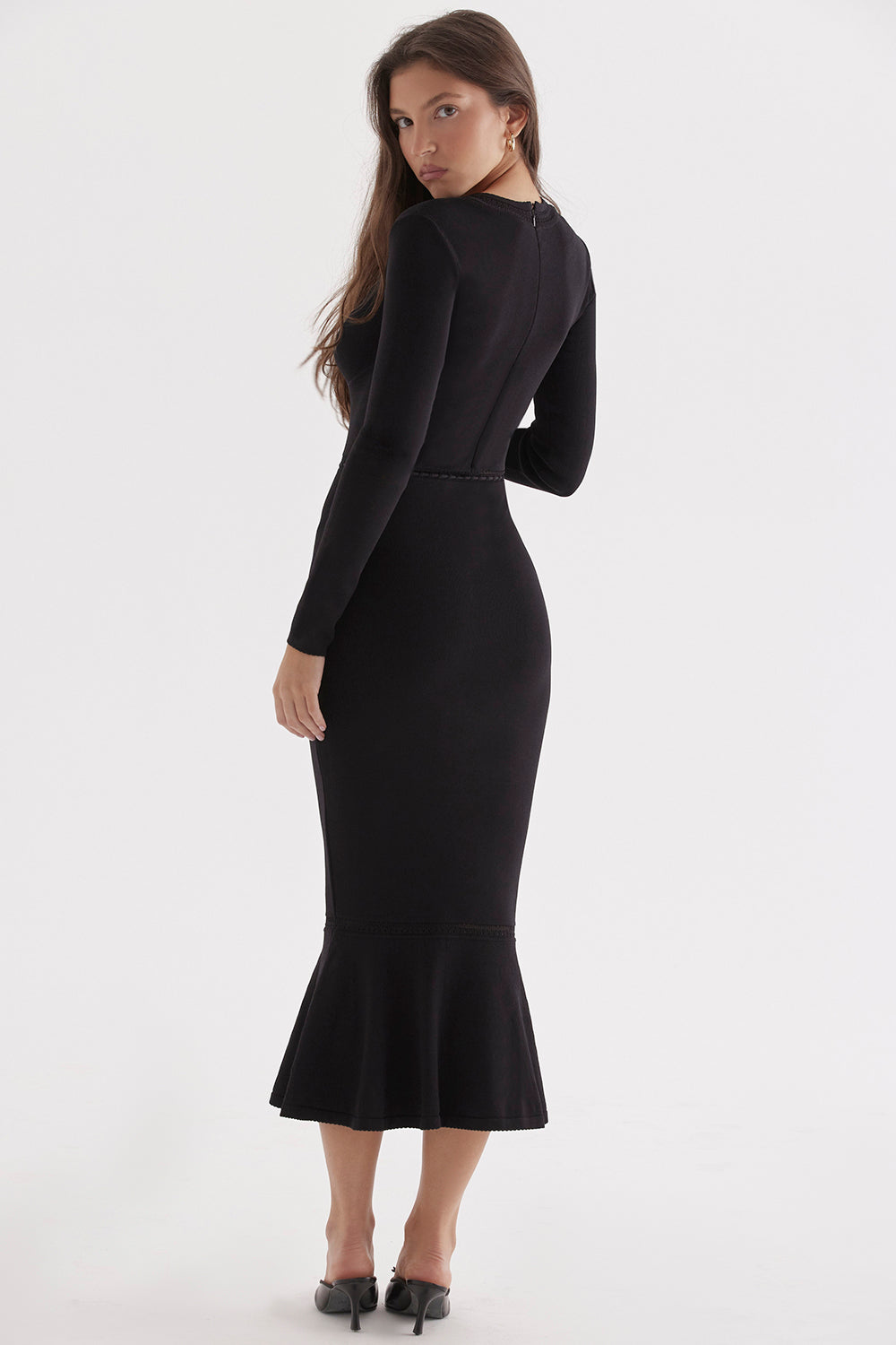 Abito midi in maglia elegante nero