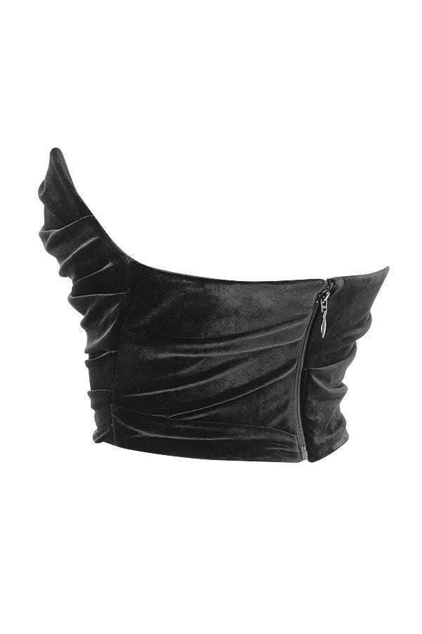 Corsetto attorcigliato drappeggiato in velluto nero