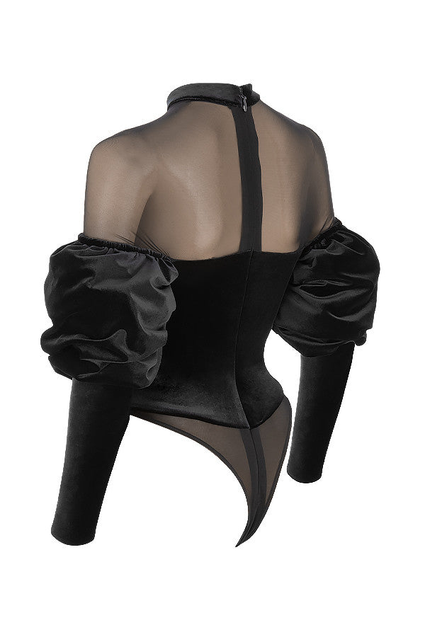 Body in velluto nero e tulle