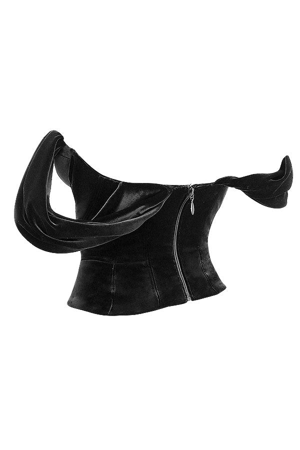 Corsetto drappeggiato in velluto nero