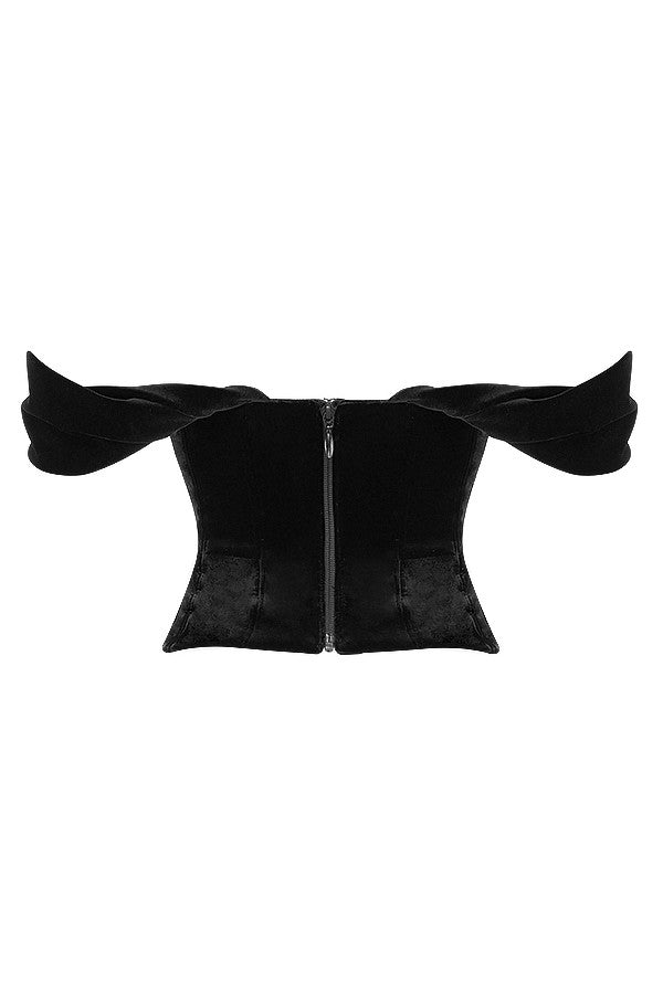 Corsetto drappeggiato in velluto nero