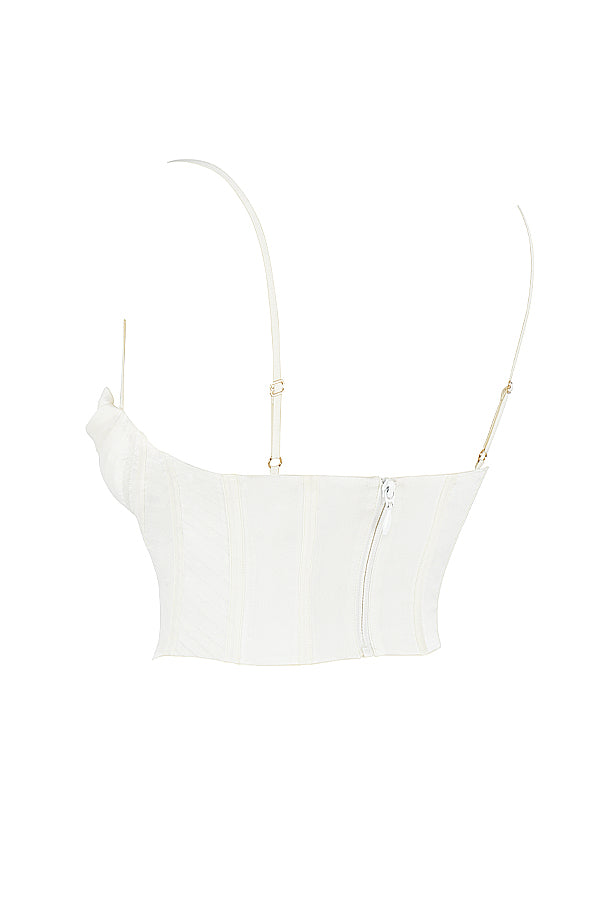Corsetto drappeggiato in raso avorio