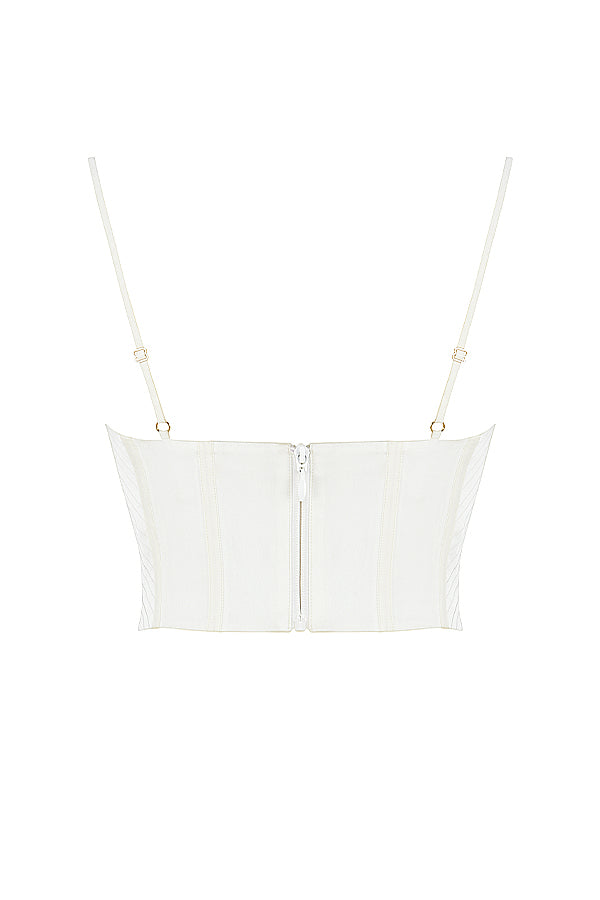 Corsetto drappeggiato in raso avorio
