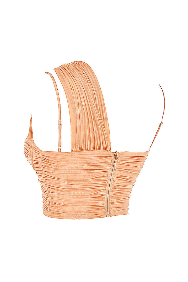 Corsetto in rete plissettata beige