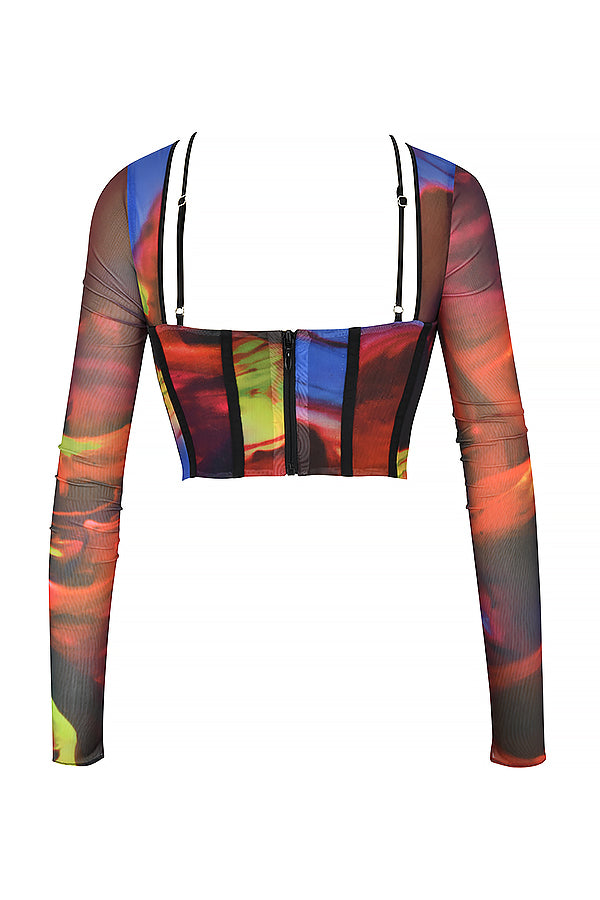 Corsetto con maniche lunghe e stampa