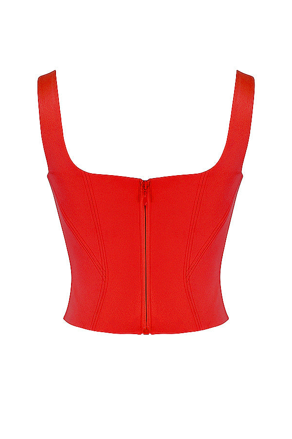 Corsetto lungo in raso scarlatto