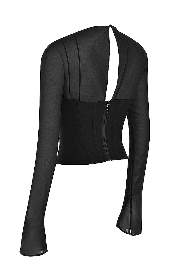 Corsetto in chiffon nero