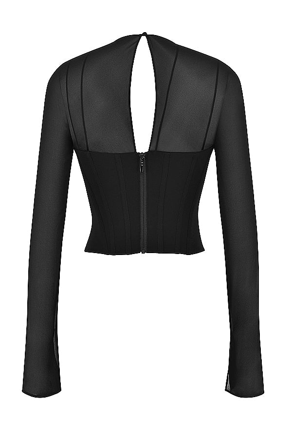 Corsetto in chiffon nero