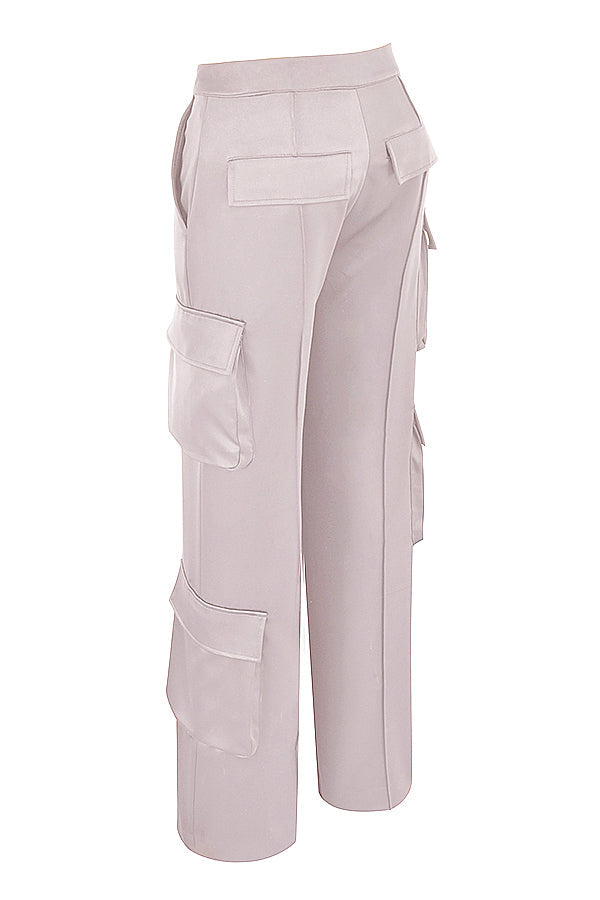 Pantaloni cargo con corsetto a gamba dritta senza spalline in raso di cristallo