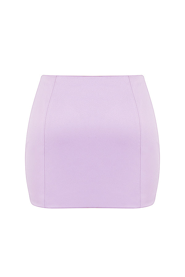 Corsetto in raso orchidea con minigonna