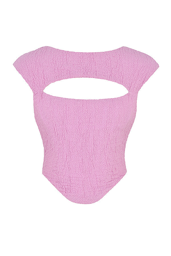 Corsetto ritagliato rosa con minigonna
