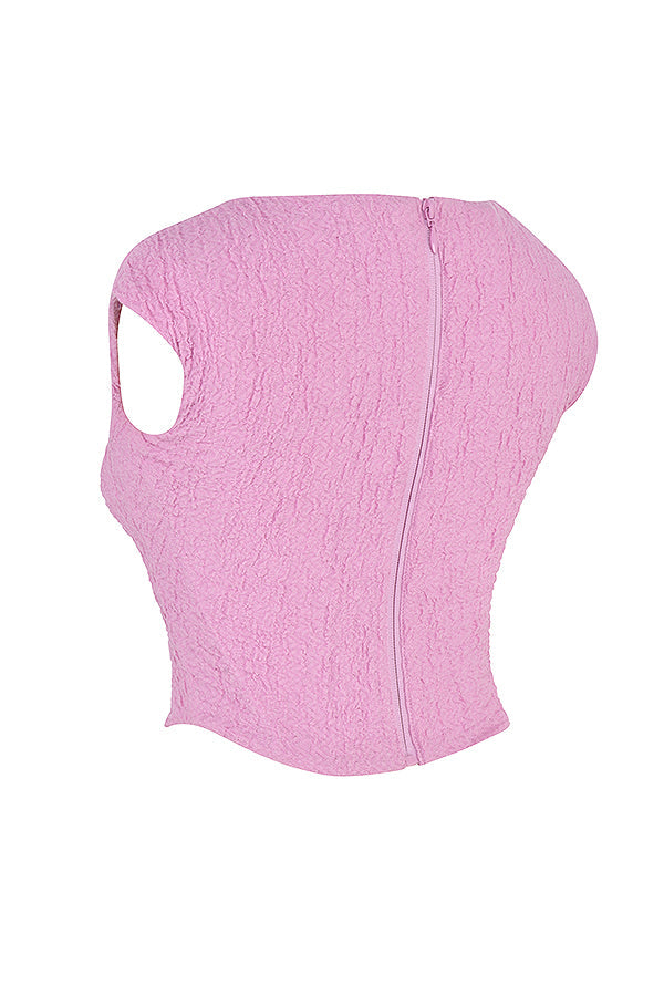 Corsetto ritagliato rosa con minigonna
