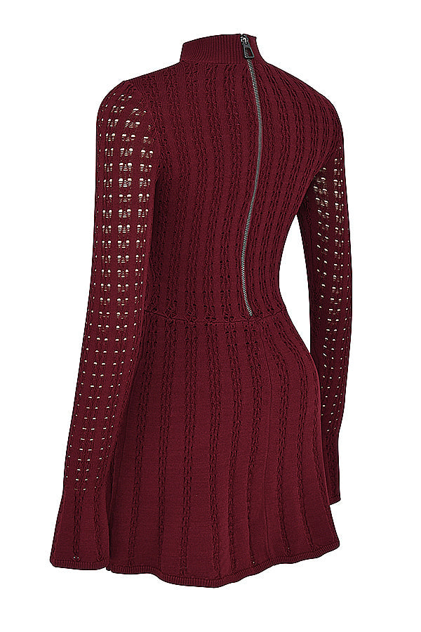 Abito corsetto in maglia color vino