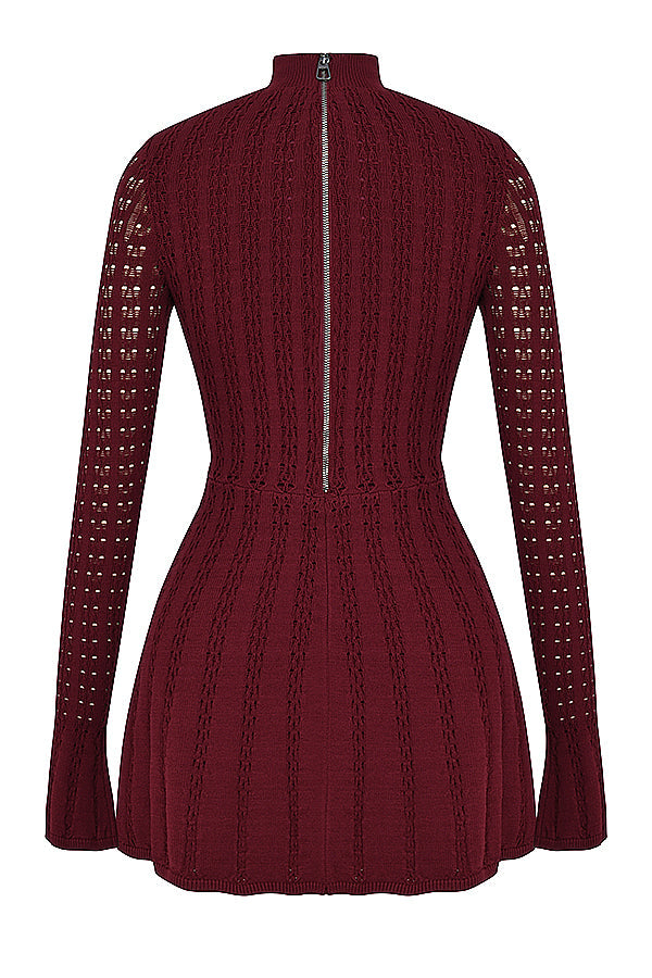 Abito corsetto in maglia color vino