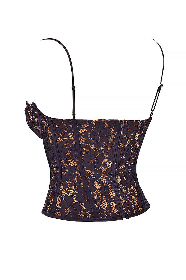 Corsetto con ferretto in pizzo Nightshade con pantaloni a vita alta