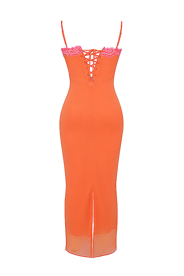 Maxi vestito arancione fiamma