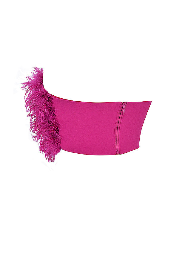 Fascia rosa brillante con paillettes e maxi gonna