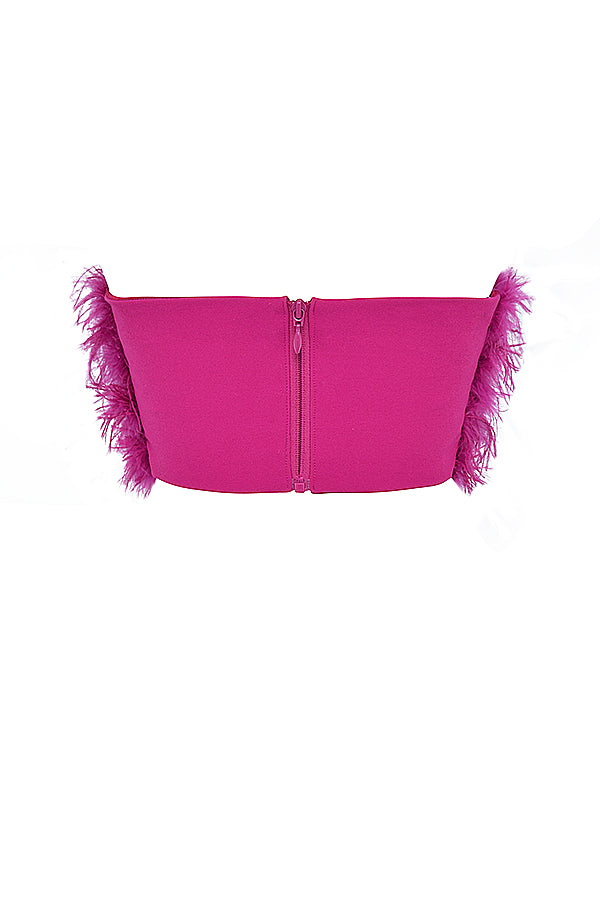 Fascia rosa brillante con paillettes e maxi gonna