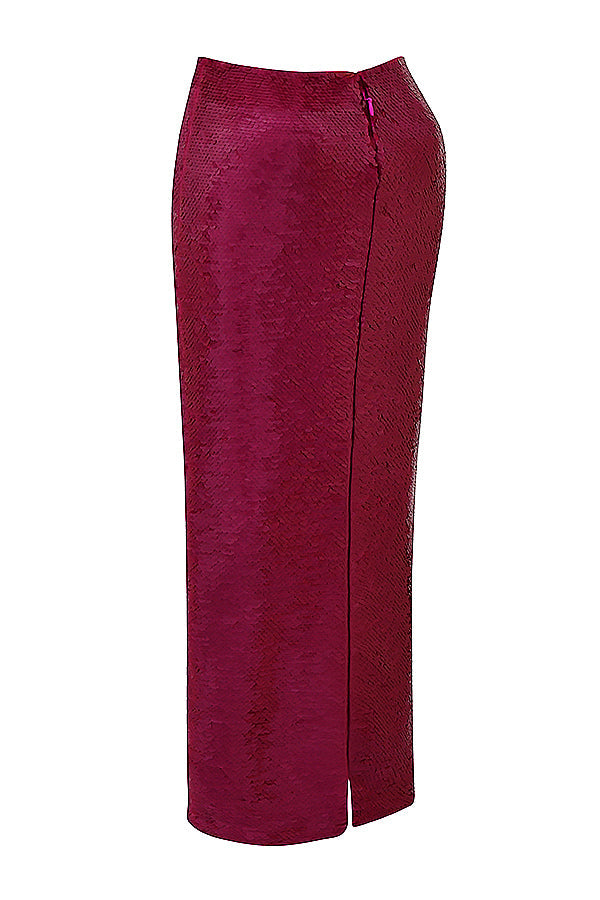 Fascia rosa brillante con paillettes e maxi gonna