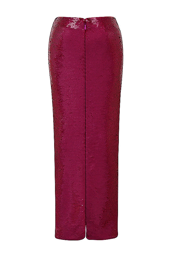 Fascia rosa brillante con paillettes e maxi gonna