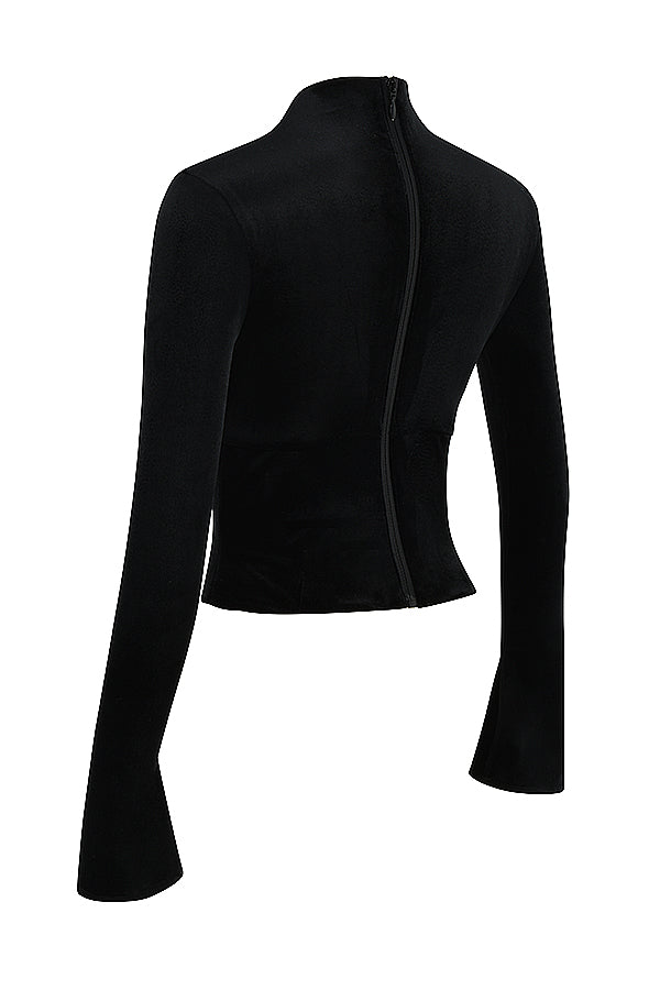 Corsetto di velluto nero con pantaloni cropped