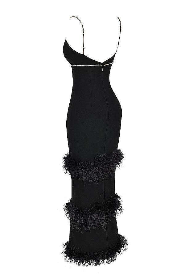 Maxi vestito nero cristallizzato