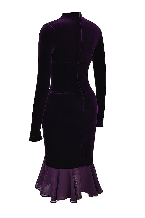 Abito a corsetto in velluto viola scuro